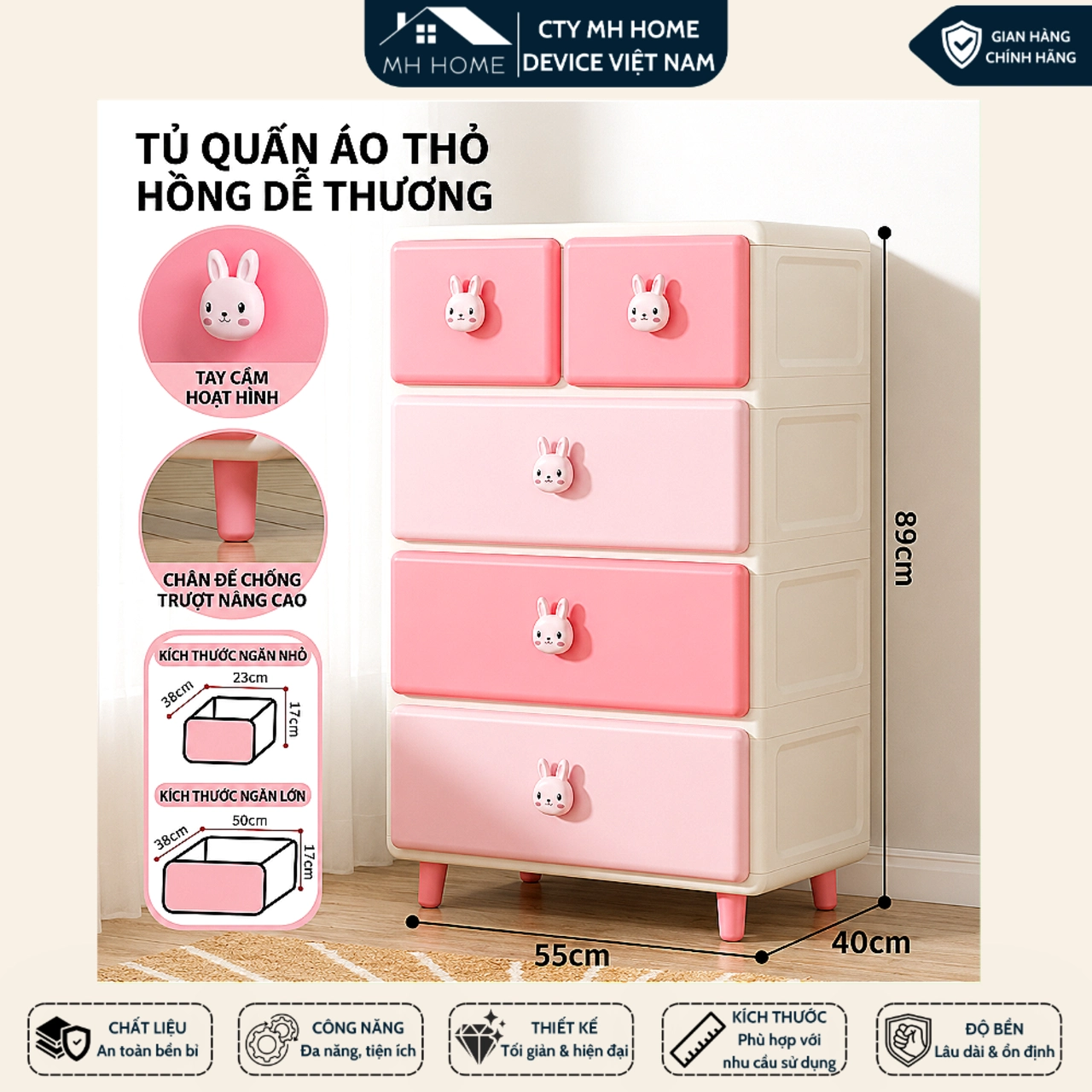 [Loại To]Tủ Thỏ - Gấu Nhựa Đựng Đồ Nhiều Ngăn - Tủ Đa Năng Có Ngăn Kéo Đựng Quần Áo, Đồ Cá Nhân
